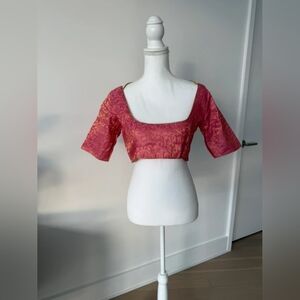 Pink and Gold Cropped Blouse